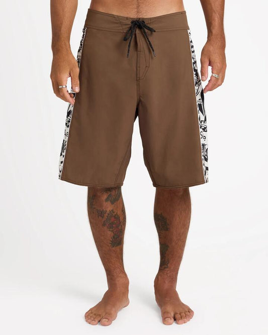 Image of Swimwear. Product name - Volcom Mens Sidelines Lib 21" Boardshorts Brown Stone in Brown Stone colour by brand - Volcom