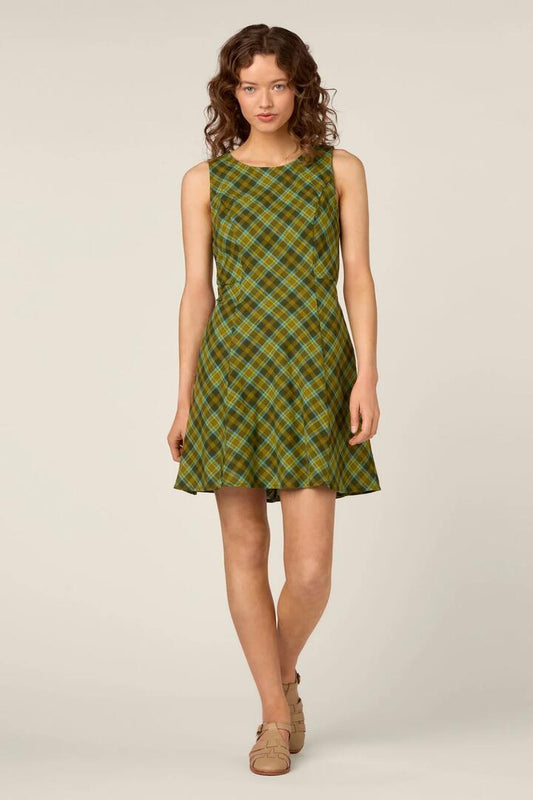 Image of Dresses. Product name - Edwina Check Mini Dress in Green colour by brand - Princess Highway