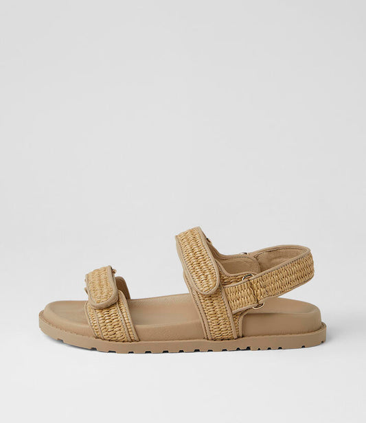 Image of Sandals. Product name - Brimer Natural Woven Leather Sandals in Natural colour by brand - MOLLINI