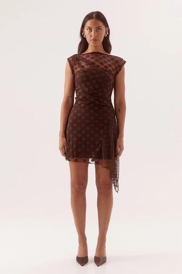 Image of Dresses. Product name - Blyth Chocolate Spot Sleeveless Mini Dress in Chocolate colour by brand - Sovere