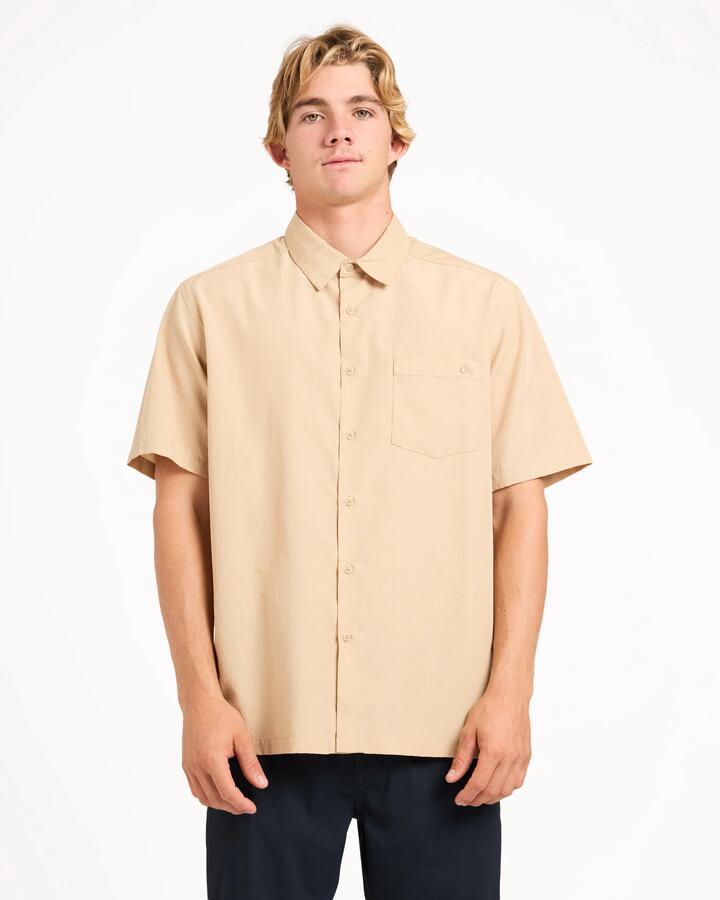 Image of Shirts. Product name - Quiksilver Mens Centinela Short Sleeve Shirt Pale Khaki in Pale Khaki colour by brand - Quiksilver