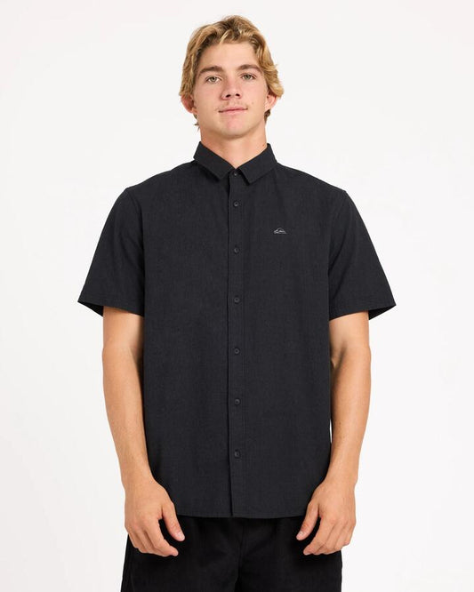 Image of Shirts. Product name - Quiksilver Mens Classic Stretch Short Sleeve Shirt Black in Black colour by brand - Quiksilver