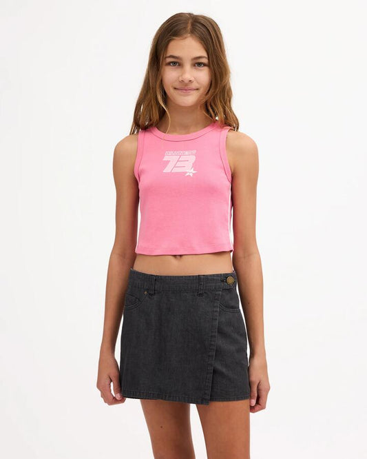 Image of a model wearing Skirts. Product name - Billabong Girls 8-16 Love Star Skort Black Pebble in Black Pebble colour by brand - Billabong