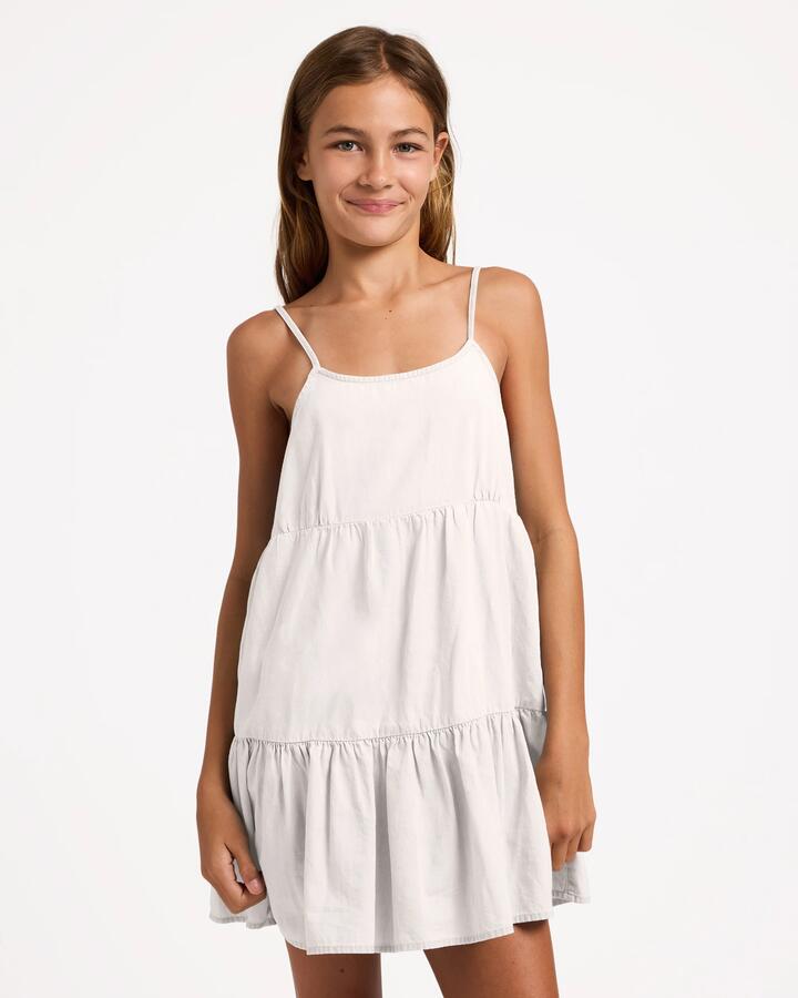 Image of Dresses. Product name - Billabong Girls 8-16 Wave After Wave Mini Dress Salt Crystal in Salt Crystal colour by brand - Billabong