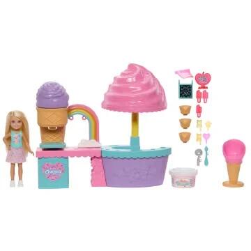 Image of Toy Playsets. Product name - Barbie Club Chelsea Ice Cream Shop Playset With Chelsea Doll, 2 Dough Colors, And Accessories in colour by brand - Barbie