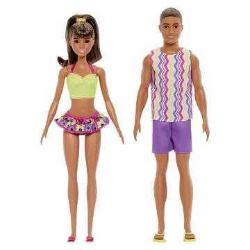 Image of Dolls. Product name - Barbie Style Barbie And Ken Fashion Dolls Set With Beach Inspired Looks And Accessories in colour by brand - Barbie