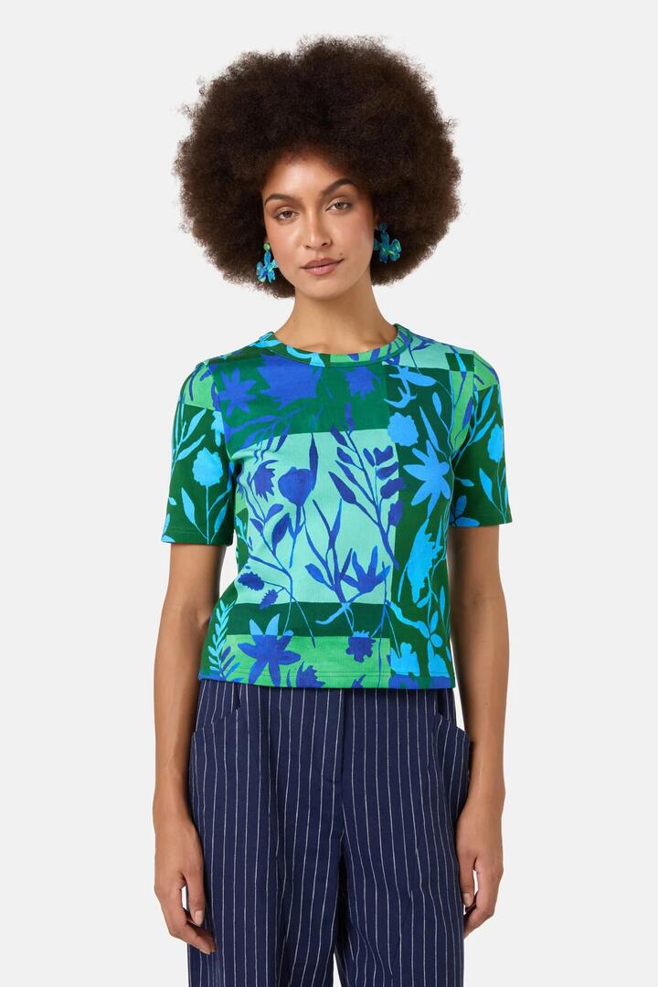 Image of T-Shirts. Product name - Petal Patch Rib Tee in Print colour by brand - Gorman