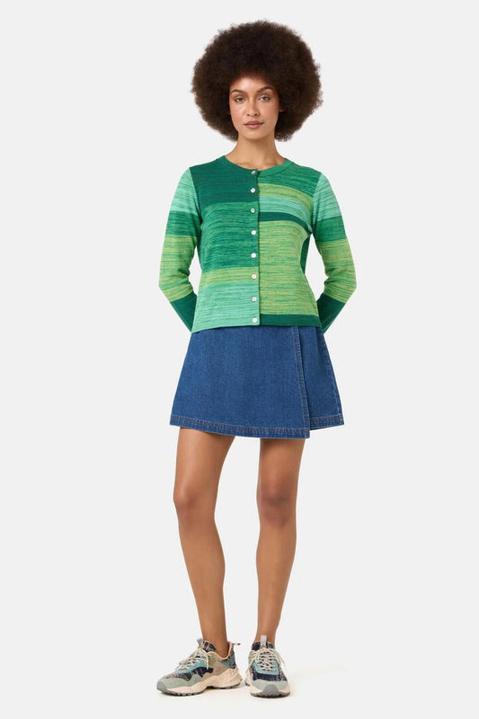 Image of Cardigans. Product name - Mirage Cotton Cardi in Green colour by brand - Gorman