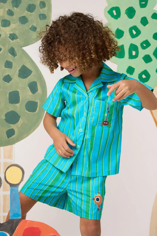 Image of Shirts. Product name - Stripe Guys Kids Shirt in Blue colour by brand - Gorman