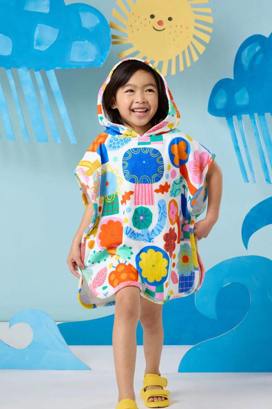 Image of Swimwear. Product name - Bloom Boom Kids Swim Poncho in White colour by brand - Gorman