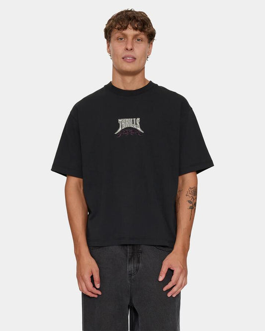 Image of Accessories. Product name - Thrills What We Believe Embro Oversize Box W33 Washed Black in Washed Black colour by brand - Thrills