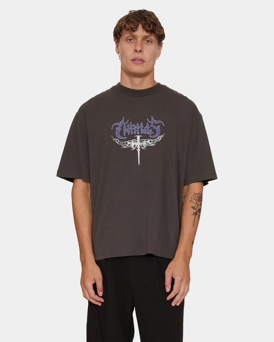 Image of Accessories. Product name - Thrills Into The Void Applique Oversize Box Albk Dark Merch Black in Dark Merch Black colour by brand - Thrills