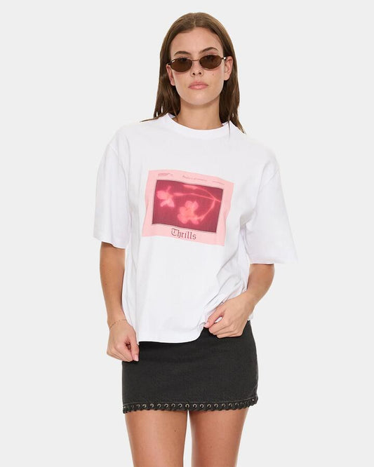 Image of T-Shirts. Product name - Thrills Nightbloom Square Tee Wht White in White colour by brand - Thrills