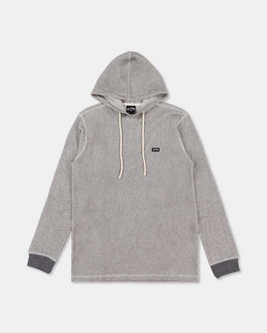 Image of a model wearing Outerwear. Product name - Billabong Mens Keystone Pullover Hoodie Oatmeal Heather in Oatmeal Heather colour by brand - Billabong