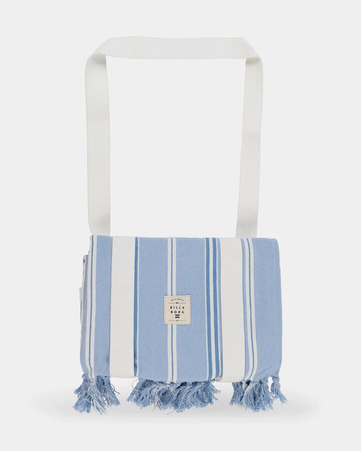Image of Blankets. Product name - Billabong Womens Long Weekend Beach Blanket Powder Blue in Powder Blue colour by brand - Billabong
