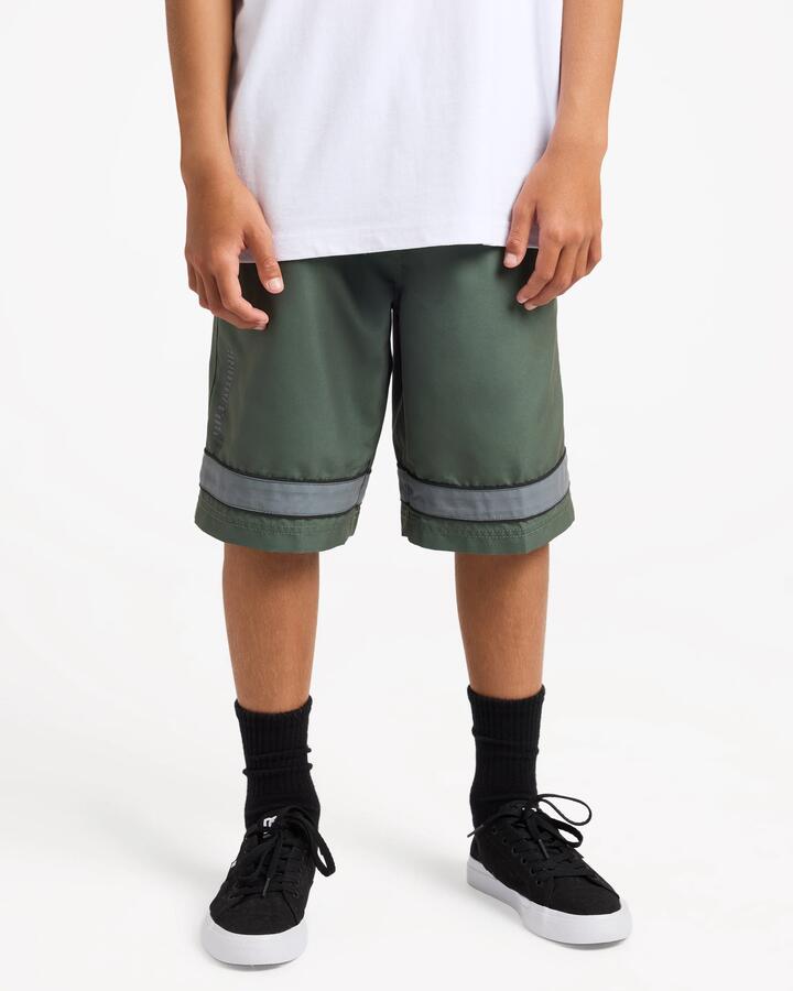 Image of Swimwear. Product name - Billabong Boys 8-16 Throw On 2.0 19" Boardshorts Dirty Olive in Dirty Olive colour by brand - Billabong