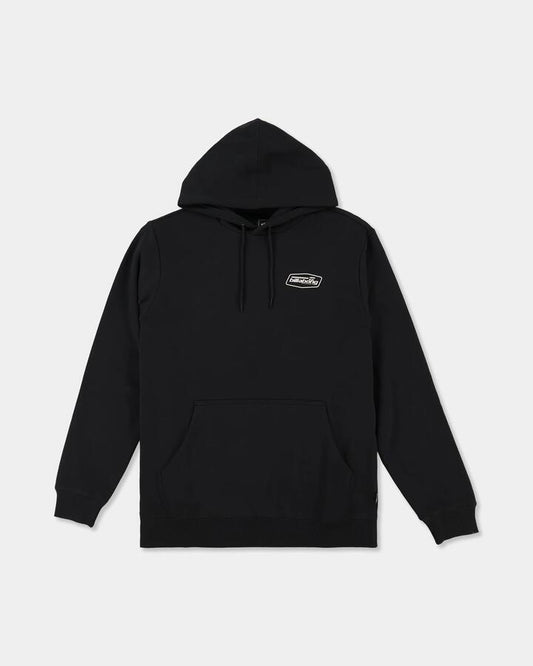 Image of a model wearing Outerwear. Product name - Billabong Mens Hooded Fleece Pullover Hoodie Black in Black colour by brand - Billabong