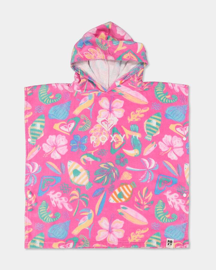 Image of Towels. Product name - Roxy Girls 2-7 Stay Magical Hooded Towel Pink Carnation Ocean in Pink Carnation Ocean colour by brand - Roxy