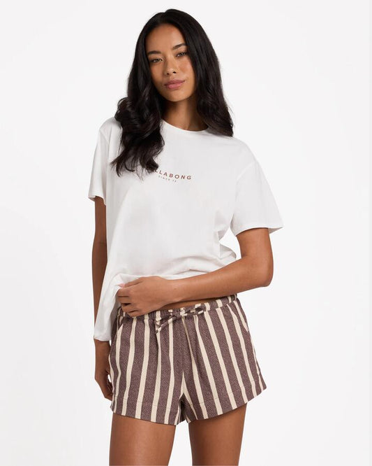 Image of a model wearing Shorts. Product name - Billabong Womens Beach Crush Elastic Waist Shorts Multi in Multi colour by brand - Billabong