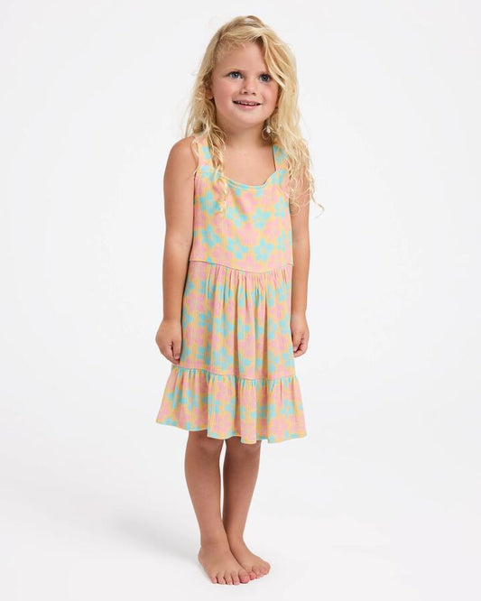 Image of Dresses. Product name - Billabong Girls 2-7 Sun Petals Midi Dress Sunbeam in Sunbeam colour by brand - Billabong