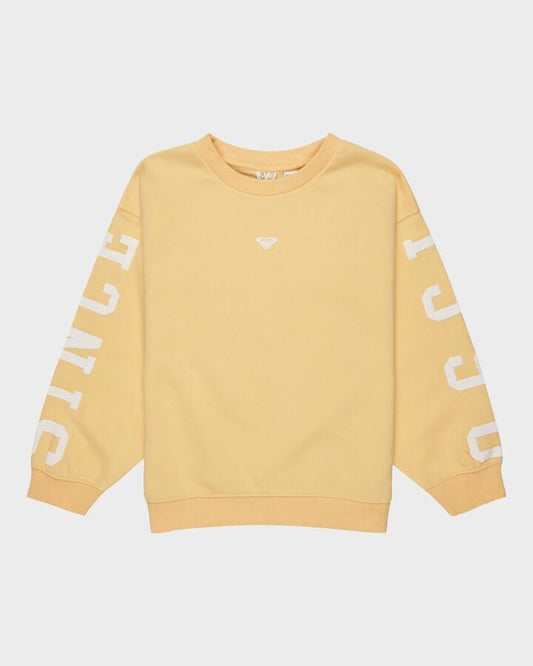 Image of a model wearing Outerwear. Product name - Roxy Girls 4-16 Sweet Baby Sweatshirt Impala in Impala colour by brand - Roxy