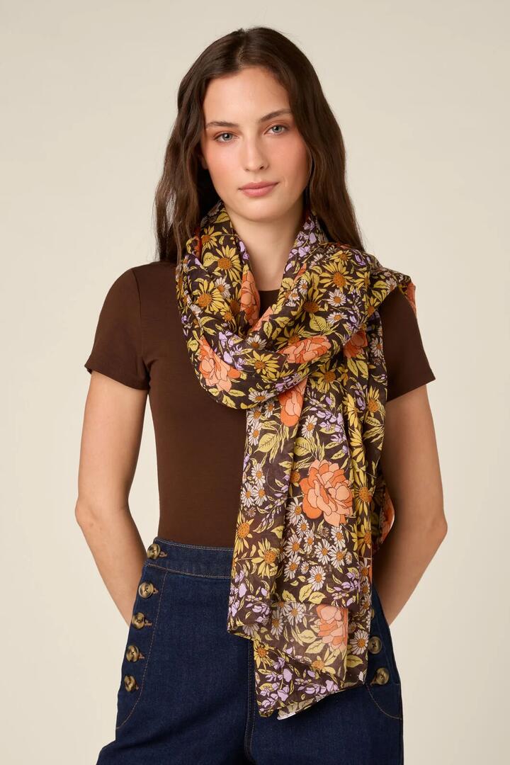 Image of Scarves & Shawls. Product name - Adelaide Retro Soft Scarf in Plum colour by brand - Princess Highway
