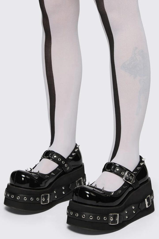 Image of Flats. Product name - Lolita Spiked Mary Janes in Black colour by brand - Black Friday