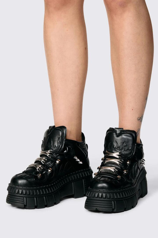 Image of Heels. Product name - Flaming Platform Sneakers in Black colour by brand - Black Friday