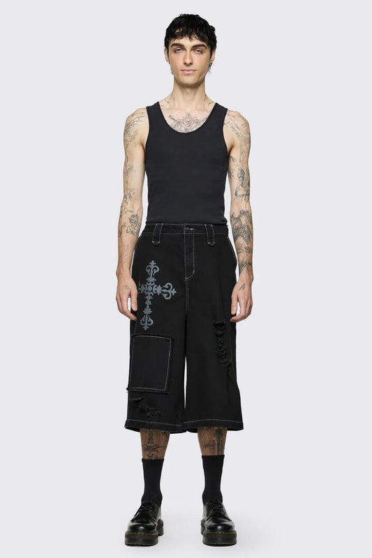 Image of a model wearing Shorts. Product name - Sunday Short in Black colour by brand - Black Friday