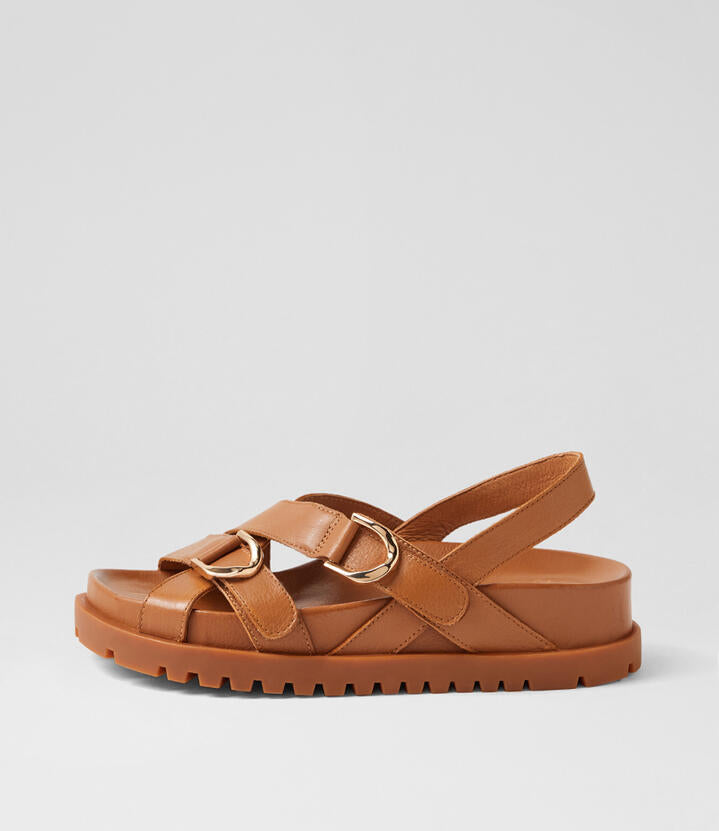 Image of Sandals. Product name - Urban Tan Leather Sandals in Tan-Tan Sole colour by brand - MIDAS