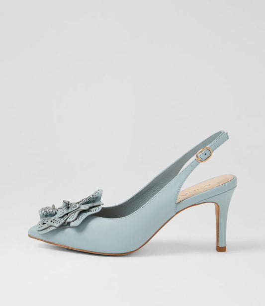 Image of Dresses. Product name - Bertle Pale Blue Leather Slingbacks in Pale Blue colour by brand - MIDAS
