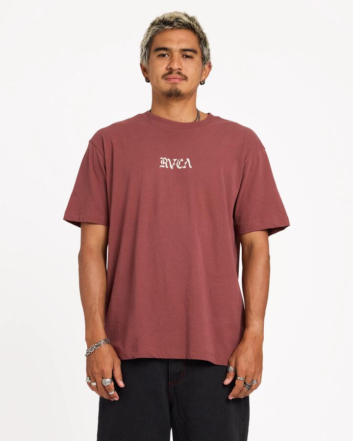 Image of T-Shirts. Product name - RVCA Mens Rvca Stacked T-Shirt Red Earth in Red Earth colour by brand - RVCA