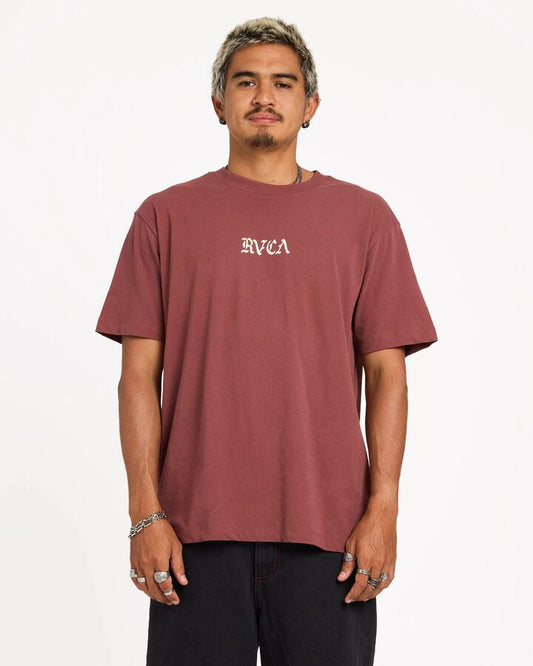 Image of T-Shirts. Product name - RVCA Mens Rvca Stacked T-Shirt Red Earth in Red Earth colour by brand - RVCA