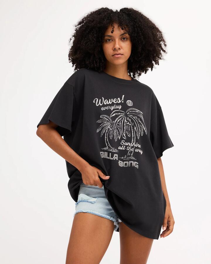 Image of T-Shirts. Product name - Billabong Womens Waves Everyday T-Shirt Off Black in Off Black colour by brand - Billabong