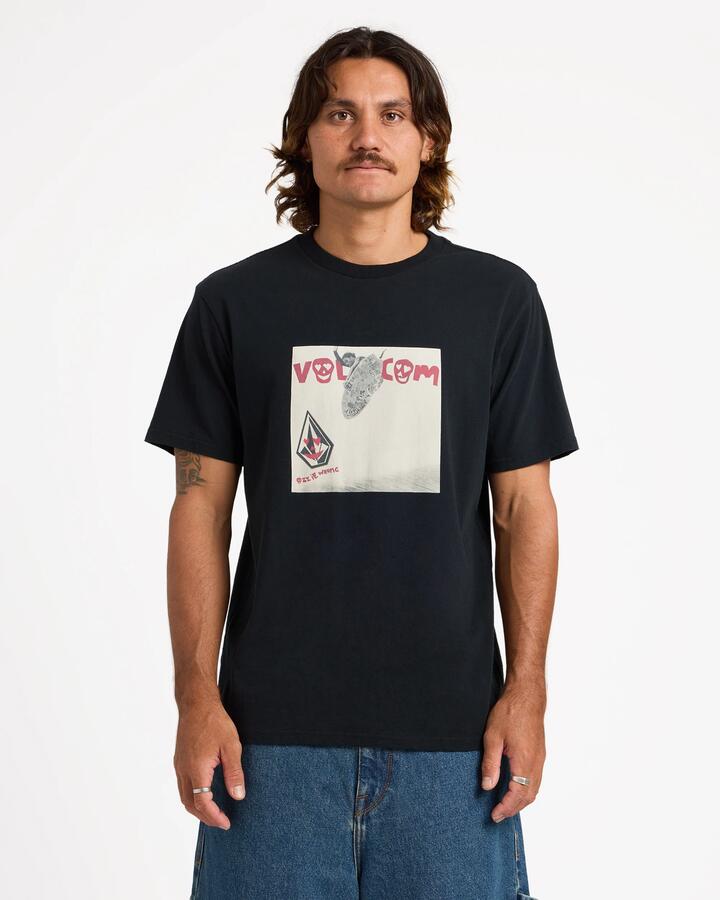 Image of T-Shirts. Product name - Volcom Mens Wright Or Wrong T-Shirt Black in Black colour by brand - Volcom