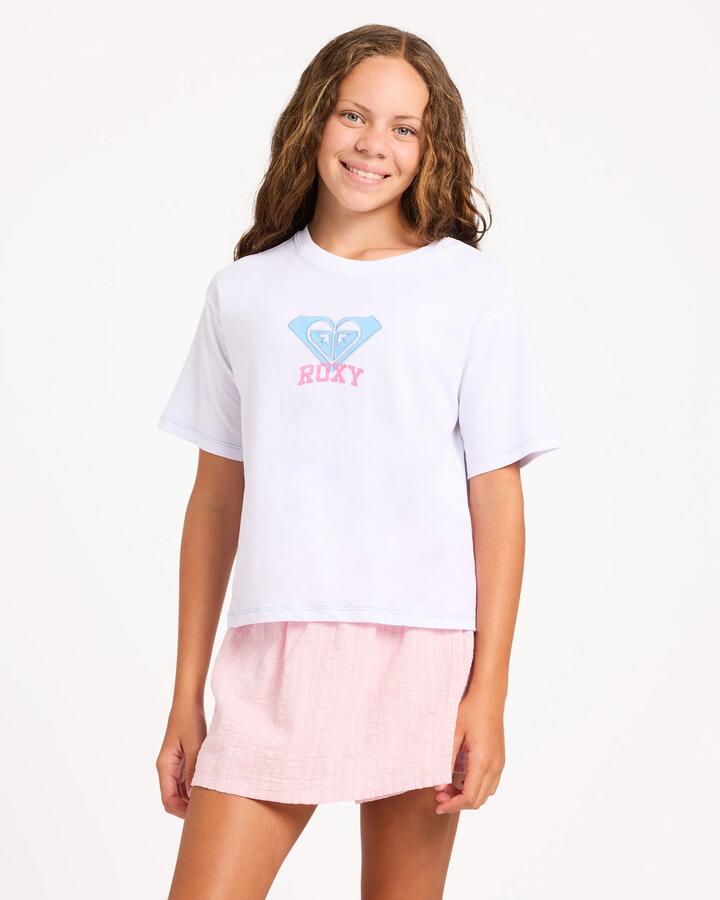 Image of T-Shirts. Product name - Roxy Girls 8-16 Roxy Vibes T-Shirt Bright White in Bright White colour by brand - Roxy
