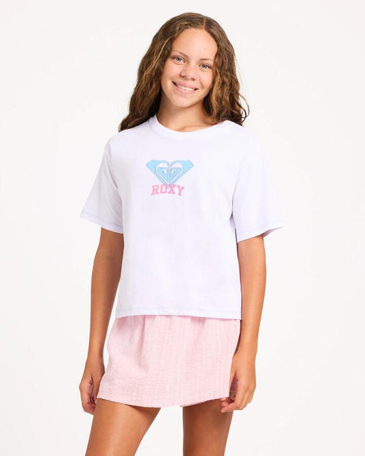 Image of T-Shirts. Product name - Roxy Girls 8-16 Roxy Vibes T-Shirt Bright White in Bright White colour by brand - Roxy