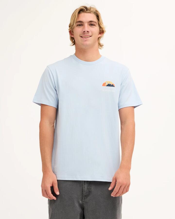 Image of T-Shirts. Product name - Quiksilver Mens Mountain Lines T-Shirt Skyway in Skyway colour by brand - Quiksilver
