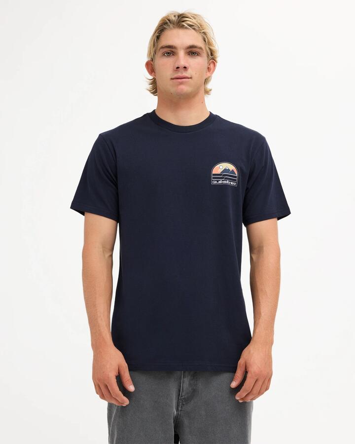 Image of T-Shirts. Product name - Quiksilver Mens Mountain Lines T-Shirt Dark Navy in Dark Navy colour by brand - Quiksilver