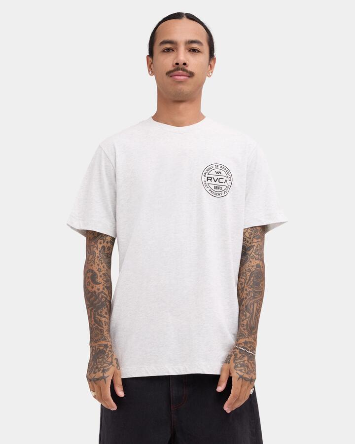 Image of T-Shirts. Product name - RVCA Mens Fuel Cap T-Shirt Ash Heather in Ash Heather colour by brand - RVCA