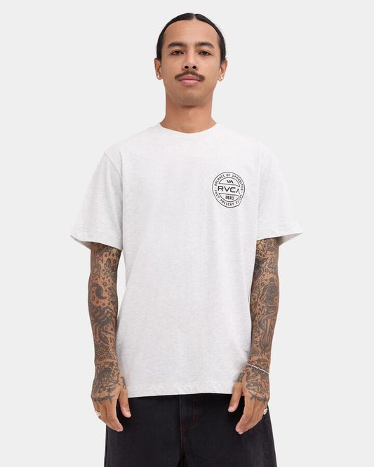 Image of T-Shirts. Product name - RVCA Mens Fuel Cap T-Shirt Ash Heather in Ash Heather colour by brand - RVCA