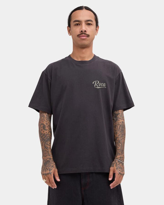 Image of T-Shirts. Product name - RVCA Mens Dugout Pocket T-Shirt Pirate Black in Pirate Black colour by brand - RVCA