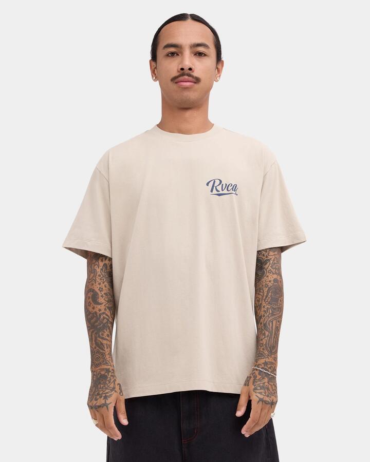 Image of T-Shirts. Product name - RVCA Mens Dugout Pocket T-Shirt Light Khaki in Light Khaki colour by brand - RVCA