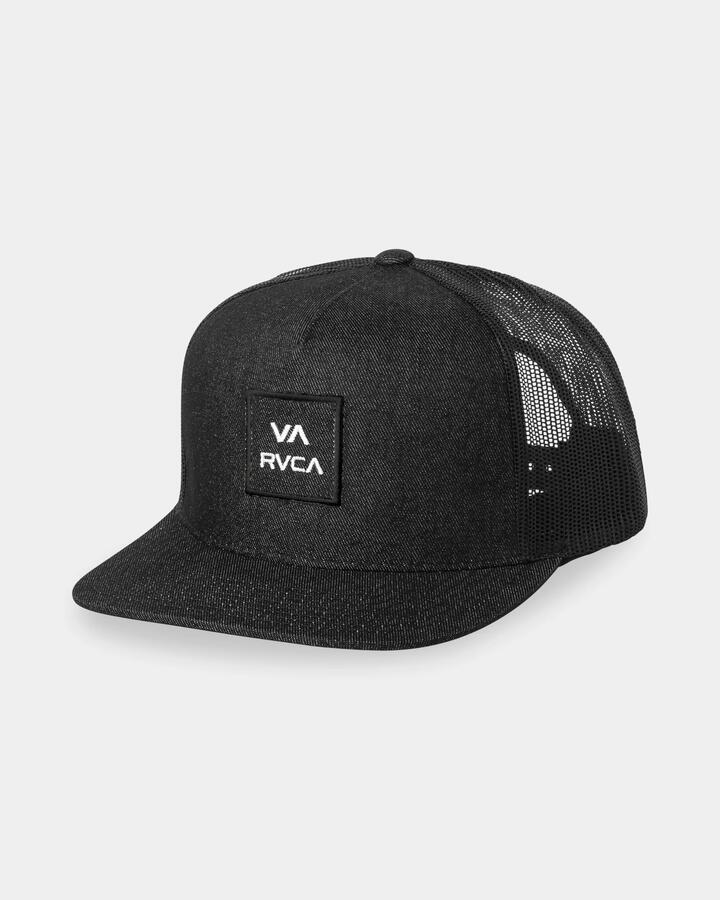 Image of Hats. Product name - RVCA Mens Va All The Way Trucker Cap Black in Black colour by brand - RVCA
