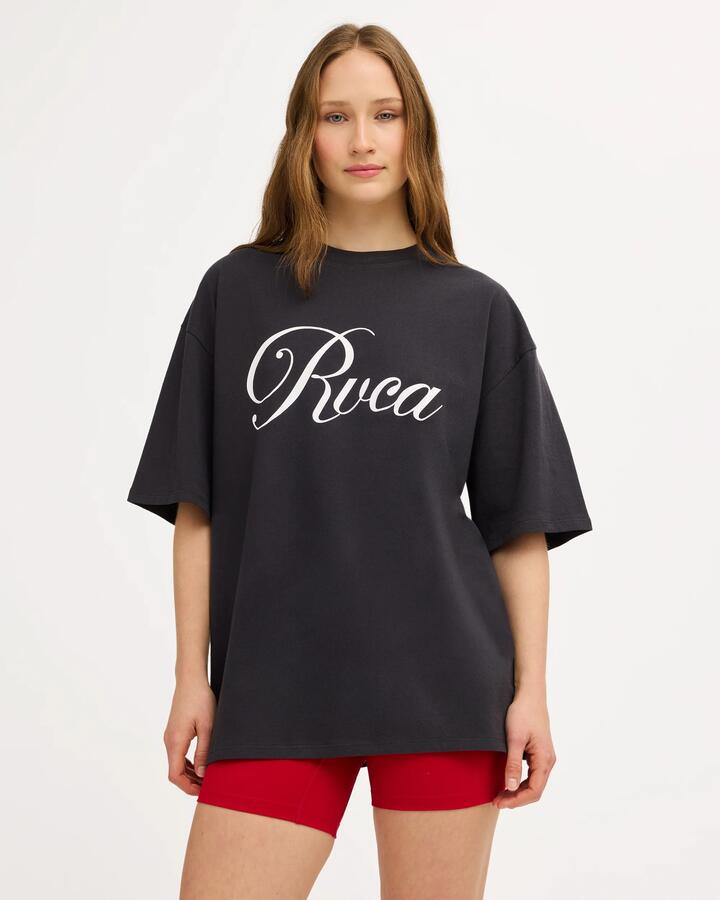 Image of T-Shirts. Product name - RVCA Womens Rvca Oversized T-Shirt Washed Black in Washed Black colour by brand - RVCA