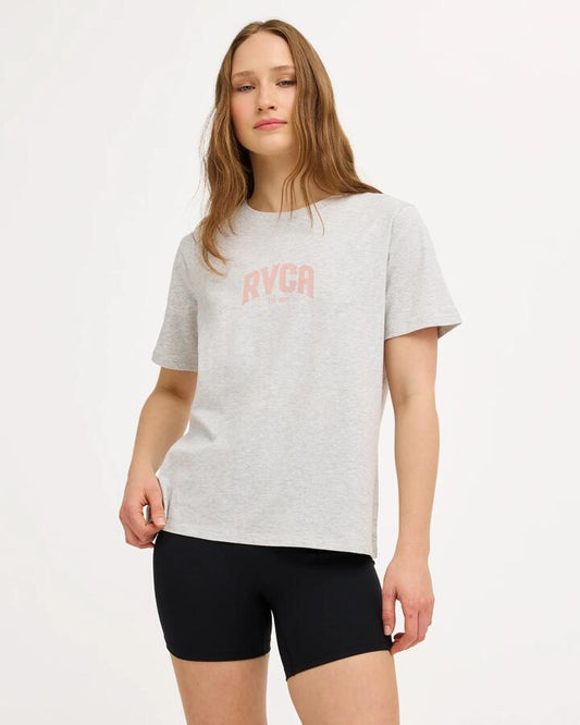 Image of T-Shirts. Product name - RVCA Womens Heritage Core T-Shirt Grey Marle in Grey Marle colour by brand - RVCA