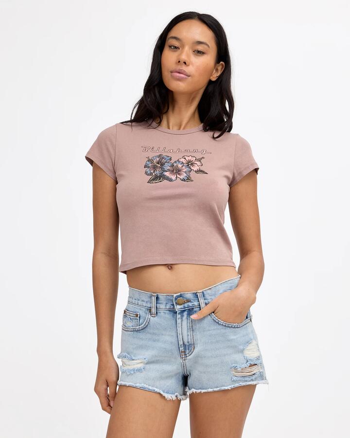Image of T-Shirts. Product name - Billabong Womens Racing Hearts T-Shirt Acorn in Acorn colour by brand - Billabong