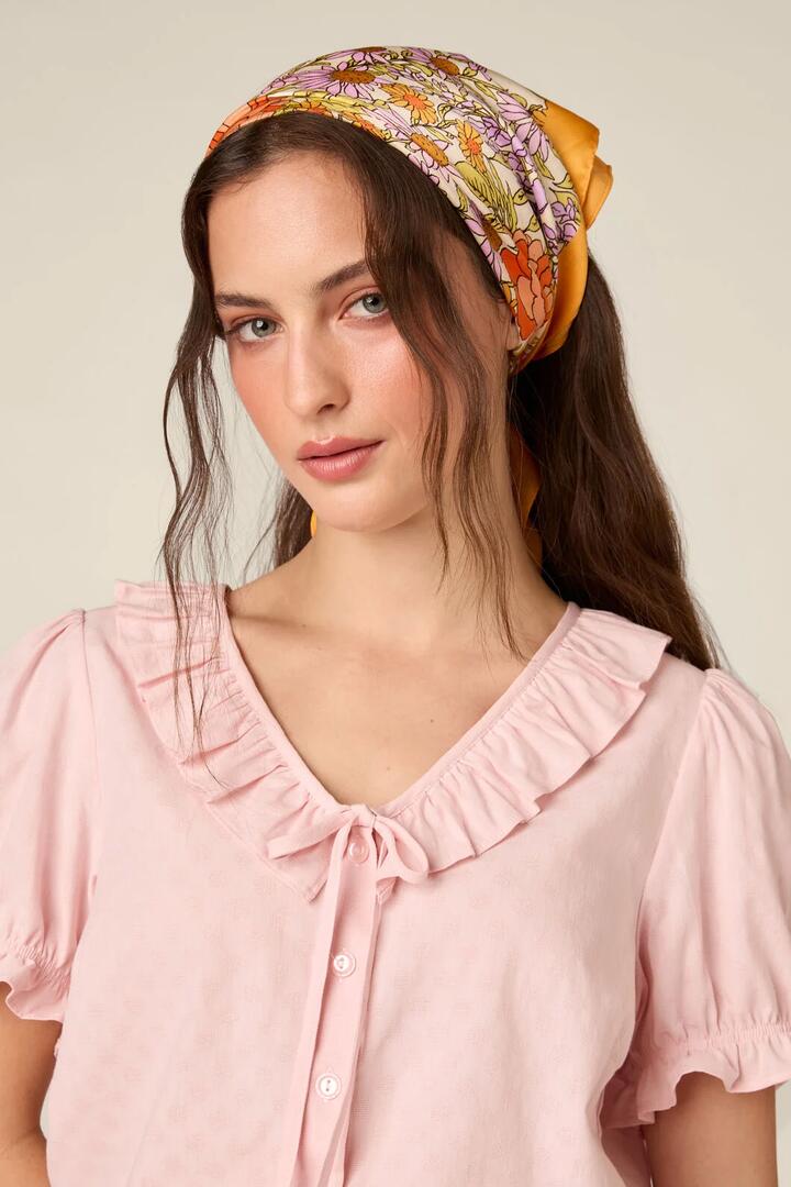 Image of Scarves & Shawls. Product name - Adelaide Retro Satin Scarf in Cream colour by brand - Princess Highway