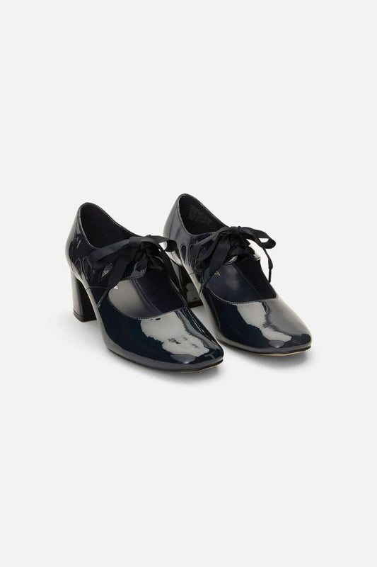 Image of Heels. Product name - Navy Vintage Cut Out Heel in Navy colour by brand - Princess Highway