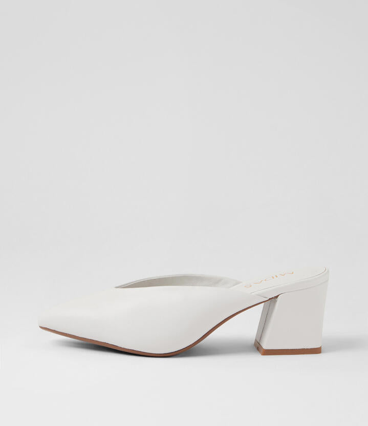 Image of Sandals. Product name - Moth White Leather Mules in White colour by brand - MIDAS